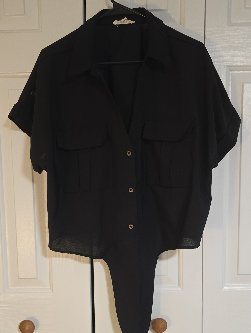 Lily Star Black Short-Sleeve Button Down Shirt